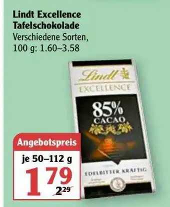 Globus Lindt Excellence Tafelschokolade Angebot