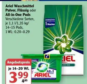 Globus Ariel Waschmittel Pulver, Flüssig Oder All-in-one Pods Angebot