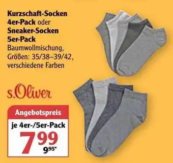 Globus S. Oliver Kurzschaft-socken 4er-pack Oder Sneaker-socken 5er-pack Angebot