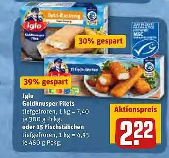 REWE Kaufpark Iglo Goldknusper Filets Oder 15 Fischstäbchen Angebot