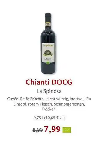 VollCorner Biomarkt Chianti Docg La Spinosa Angebot