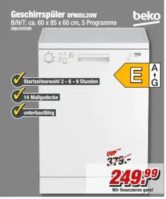 Poco Beko Geschirrspüler DFN05L20W Angebot