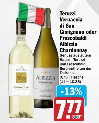 Hit Teruzzi Vernaccia Di San Gimignano Oder Frescobaldi Albizzia Chardonnay Angebot