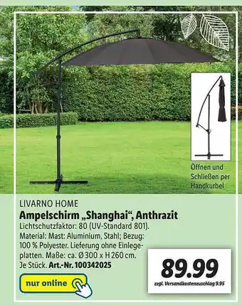 Lidl Livarno Home Ampelschirm „shanghai“, Anthrazit Angebot