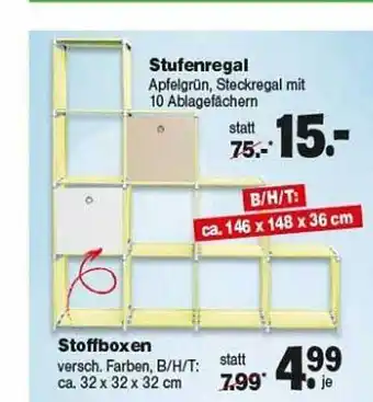 Repo Markt Stufenregal, Stoffboxen Angebot