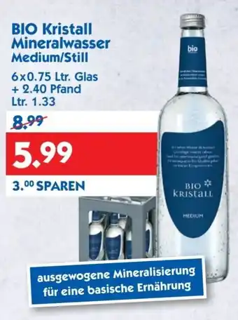 Hol'ab Getränkemarkt Bio Kristall Mineralwasser Medium/Still 6x0,75L Glas Angebot