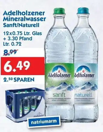 Hol'ab Getränkemarkt Adelholzener Mineralwasser Sanft/Naturell 12x0,75L Glas Angebot