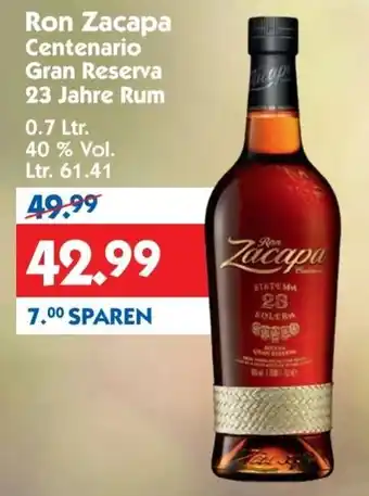 Hol'ab Getränkemarkt Ron Zacapa Centenario Gran Reserva 23 Jahre Rum 0,7L Angebot