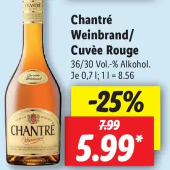 Lidl Chantré Weinbrand oder Cuvée Rouge 0,7L Angebot