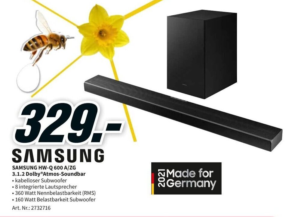 Samsung HWQ 600 A/ZG 3.1.2 Dolby Atmos Soundbar Angebot bei MediaMarkt