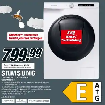 MediaMarkt Samsung WD 81 T 554 ABW/S2 Waschtrockner Angebot