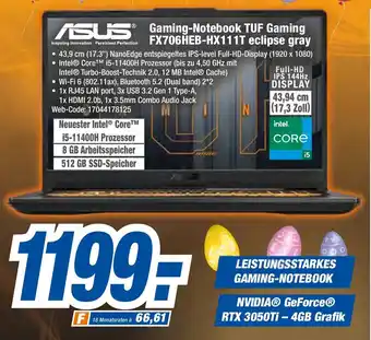 expert Octomedia Asus Gaming Notebook TUF Gaming FX706HEB-HX111T eclipse gray Angebot