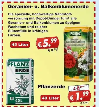 Stabilo Fachmarkt Geranien- U. Balkonblumenerde Angebot