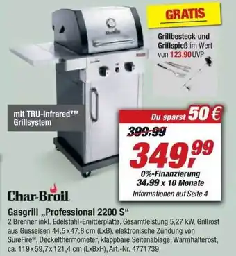 toom Baumarkt Char-broil Gasgrill „professional 2200 S“ Angebot