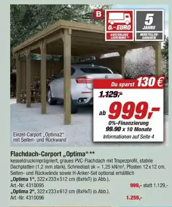 toom Baumarkt Flachdach-carport „optima“ Angebot