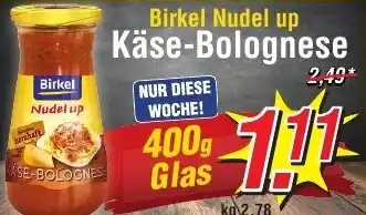 Wiglo Wunderland Birkel Nudel up Käse Bolognese 400g Glas Angebot