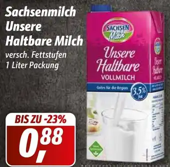 Simmel Sachsenmilch Unsere Haltbare Milch 1L Packung Angebot