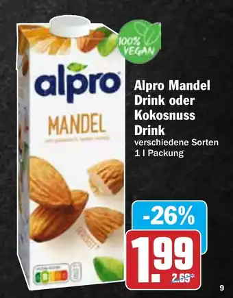 AEZ Alpro Mandel Drink oder Kokosnuss Drink 1L Angebot