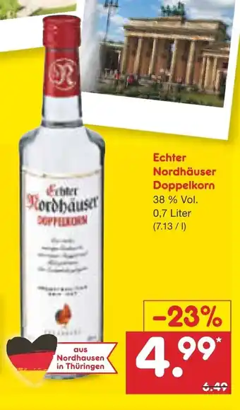 Netto Marken-Discount Echter Nordhäuser Doppelkorn 0,7 L Angebot
