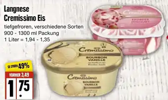 Edeka Frischemarkt Langnese Cremissimo Eis 900/1300 ml Packung Angebot