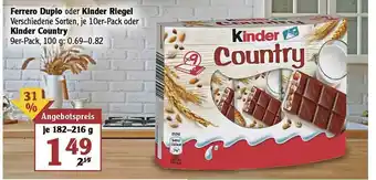 Globus Ferrero Duplo Oder Kinder Riegel Oder Kinder Country Angebot