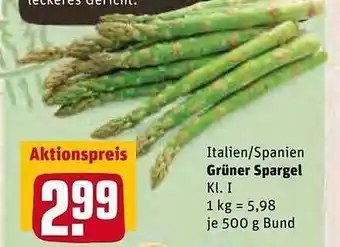 REWE Kaufpark Grüner Spargel Angebot