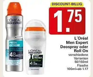 WEZ L'oréal Men Expert Deospray Oder Roll On Angebot