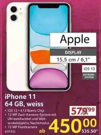 Selgros Apple Iphone 11 64gb, Weiss Angebot