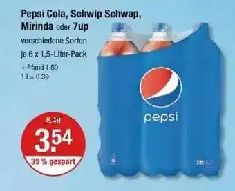 V Markt Pepsi Cola, Schwip Schwap, Mirinda Oder 7up Angebot