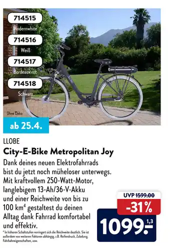 Aldi Süd Llobe City E-Bike Metropolitan Joy Angebot