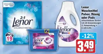 Hit Lenor Waschmittel Pulver, flüssig oder Pods 14-19 Anwendungen Angebot