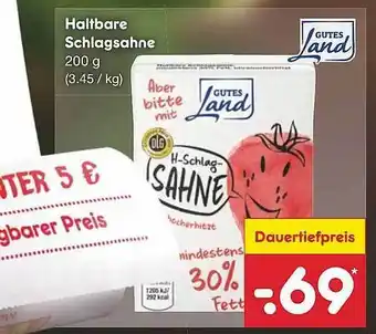 Netto Marken-Discount Gutes Land Haltbare Schlagsahne Angebot