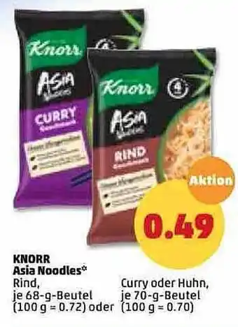 PENNY Knorr Asia Noodles Rind, Curry Oder Huhn Angebot