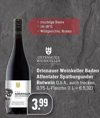 Edeka Ortenauer Weinkeller Baden Affentaler Spätburgunder Rotwein Angebot