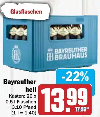 Hit Bayreuther Hell 20x0,5L Flaschen Angebot