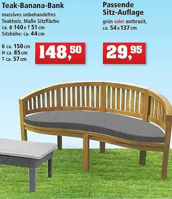 Thomas Philipps Teak-banana-bank Passende Sitz-auflage Angebot
