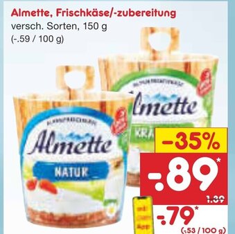 Netto Marken-Discount Almette, Frischkäse zubereitung 150 g Angebot