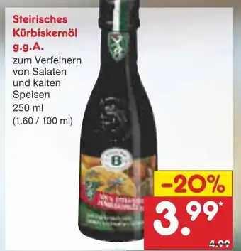 Netto Marken-Discount Steirisches Kürbiskernöl g.g.A 250 ml Angebot