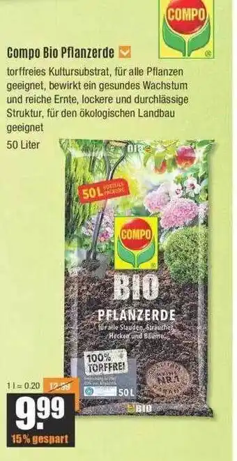 V Baumarkt Compo Bio Pflanzerde Angebot