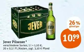 tegut Jever Pilsener 20x0,5L Angebot