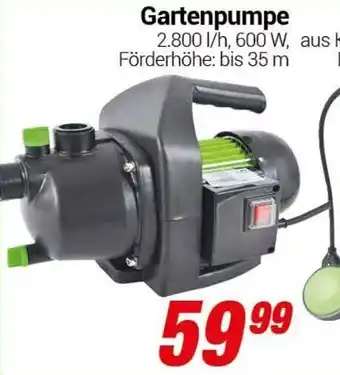 CENTERSHOP Gartenpumpe 2.800 l/h, 600 W Angebot