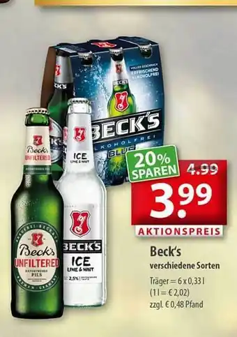 Getränkeland Beck's Verschiedene Sorten Angebot