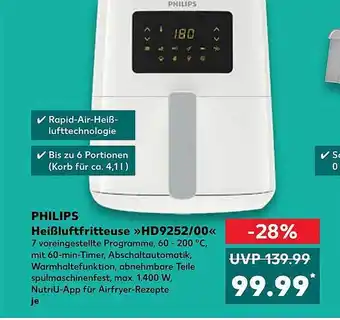 Kaufland Philips Heißluftfritteuse „hd9252-00“ Angebot