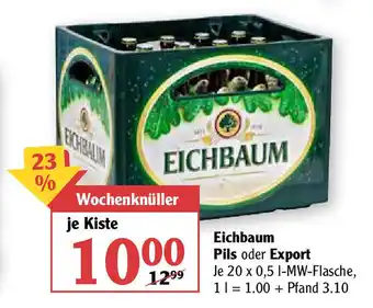 Globus Eichbaum Pils oder Export 20x0,5L Angebot