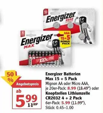 Globus Energizer Batterien Max Oder Knopfzellen Lithiumzelle Cr2032 Angebot