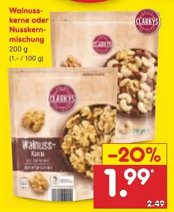 Netto Marken-Discount Walnuss Kerne oder Nusskernmischung 200g Angebot