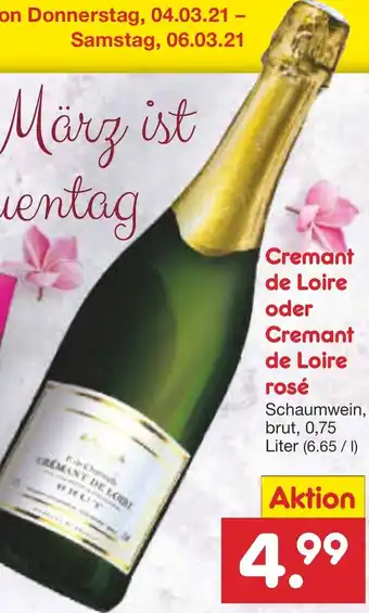 Netto Marken-Discount Cremant de Loire oder Cremant de Loire rosé 0,75 Liter Angebot