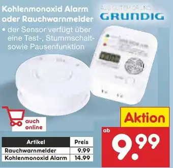 Netto Marken-Discount Kohlenmonoxid Alarm oder Rauchwarnmelder Angebot