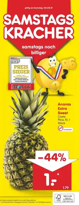 Netto Marken-Discount Samstags Kracher Ananas Extra Sweet  1 kl Angebot