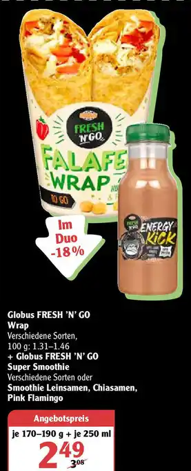 Globus Globus Fresh 'N' Go Wrap 170-190g +250ml Angebot